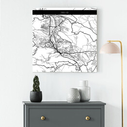 Obraz na płótnie Mapa miast świata - Tbilisi - biała