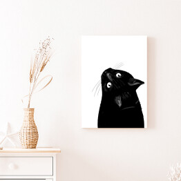 Obraz na płótnie Czarny kot patrzący w górę