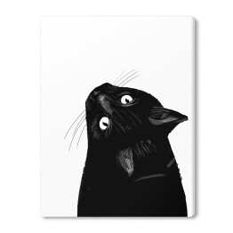 Obraz na płótnie Czarny kot patrzący w górę