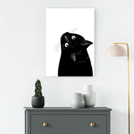Obraz klasyczny Czarny kot patrzący w górę