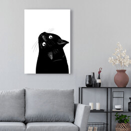 Obraz klasyczny Czarny kot patrzący w górę