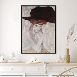 Plakat w ramie Gustav Klimt "Dama w kapeluszu z czarnym piórem" - reprodukcja