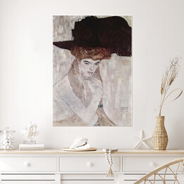 Plakat samoprzylepny Gustav Klimt "Dama w kapeluszu z czarnym piórem" - reprodukcja