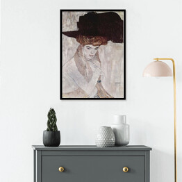 Plakat w ramie Gustav Klimt "Dama w kapeluszu z czarnym piórem" - reprodukcja