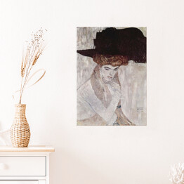 Plakat Gustav Klimt "Dama w kapeluszu z czarnym piórem" - reprodukcja