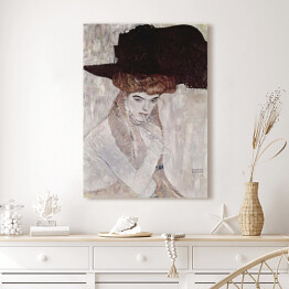 Obraz na płótnie Gustav Klimt "Dama w kapeluszu z czarnym piórem" - reprodukcja