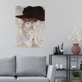 Plakat Gustav Klimt "Dama w kapeluszu z czarnym piórem" - reprodukcja