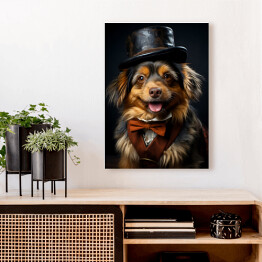 Obraz na płótnie Pies w kapeluszu - fantasy portret słodki zwierzak