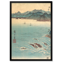 Plakat w ramie Tryptyk I. Wodospady na Naruto. Utugawa Hiroshige Reprodukcja obrazu