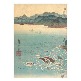 Plakat samoprzylepny Tryptyk I. Wodospady na Naruto. Utugawa Hiroshige Reprodukcja obrazu