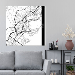 Plakat samoprzylepny Mapa miast świata - Monako - biała