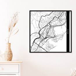 Plakat w ramie Mapa miast świata - Monako - biała