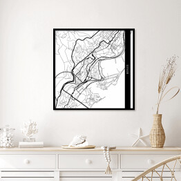 Plakat w ramie Mapa miast świata - Monako - biała