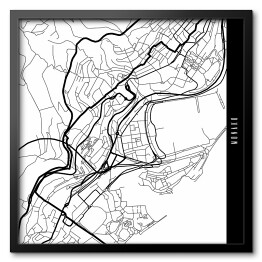Obraz w ramie Mapa miast świata - Monako - biała