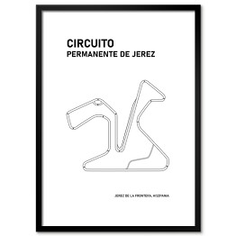 Plakat w ramie Circuito Permanente De Jerez - Tory wyścigowe Formuły 1 - białe tło