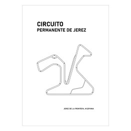 Plakat samoprzylepny Circuito Permanente De Jerez - Tory wyścigowe Formuły 1 - białe tło