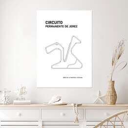 Plakat samoprzylepny Circuito Permanente De Jerez - Tory wyścigowe Formuły 1 - białe tło