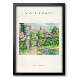 Obraz w ramie Camille Pissarro "Domy w Peasant Eragny" - reprodukcja z napisem. Plakat z passe partout