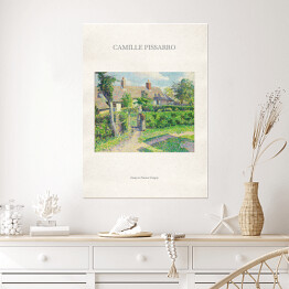 Camille Pissarro "Domy w Peasant Eragny" - reprodukcja z napisem. Plakat z passe partout