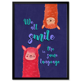 Obraz klasyczny Lamy z napisem "We all smile in the same language"
