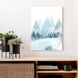 Obraz na płótnie Polana w górach, las - ilustracja