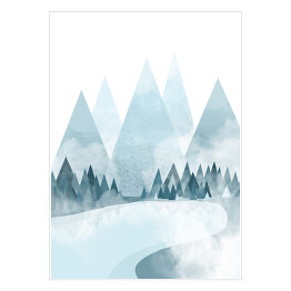 Polana w górach, las - ilustracja