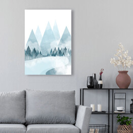 Obraz na płótnie Polana w górach, las - ilustracja