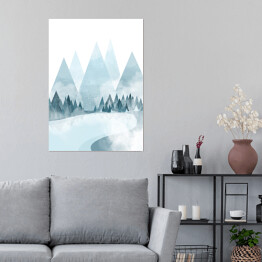 Plakat samoprzylepny Polana w górach, las - ilustracja