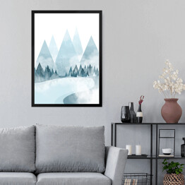 Obraz w ramie Polana w górach, las - ilustracja