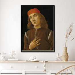 Plakat w ramie Sandro Botticelli Portret młodzieńca. Reprodukcja