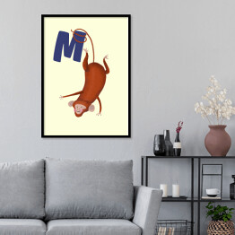 Plakat w ramie Alfabet - M jak małpa