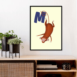 Plakat w ramie Alfabet - M jak małpa