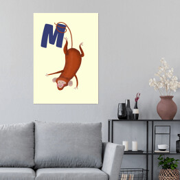 Plakat samoprzylepny Alfabet - M jak małpa