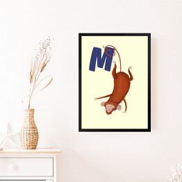 Obraz w ramie Alfabet - M jak małpa