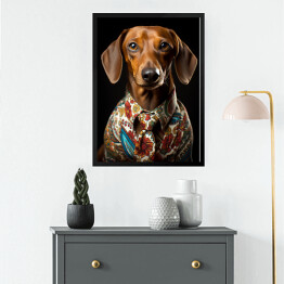 Obraz w ramie Pies jamnik - portret zwierzaka