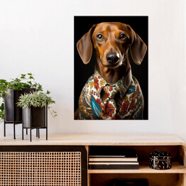 Plakat Pies jamnik - portret zwierzaka