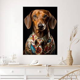 Plakat samoprzylepny Pies jamnik - portret zwierzaka