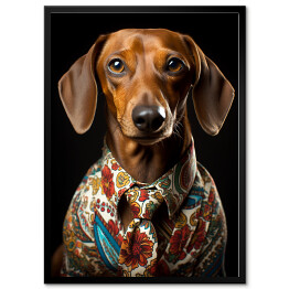 Plakat w ramie Pies jamnik - portret zwierzaka