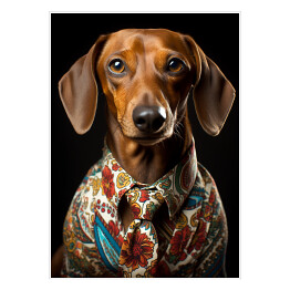 Plakat samoprzylepny Pies jamnik - portret zwierzaka