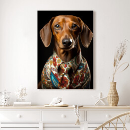 Obraz na płótnie Pies jamnik - portret zwierzaka