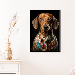 Plakat w ramie Pies jamnik - portret zwierzaka