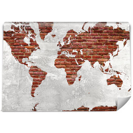 Mapa świata z motywem ciemnej cegły