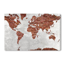 Obraz na płótnie Mapa świata z motywem ciemnej cegły