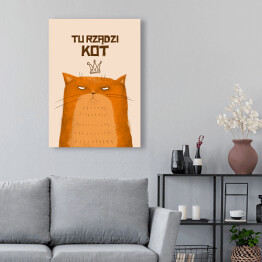 Obraz na płótnie "Tu rządzi kot" - ilustracja z rudym kotem