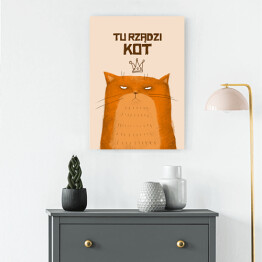 Obraz na płótnie "Tu rządzi kot" - ilustracja z rudym kotem