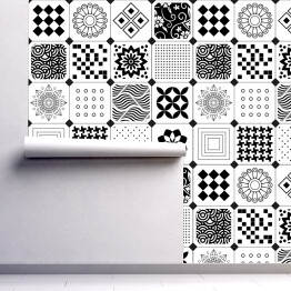 Tapeta samoprzylepna w rolce Mozaika czarno-biała z drobnych wzorów
