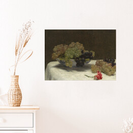 Plakat samoprzylepny Henri Fantin-Latour Still Life with Grapes and a Carnation. Martwa natura. Reprodukcja