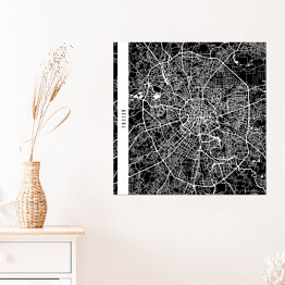 Plakat samoprzylepny Mapa miast świata - Moskwa - czarna