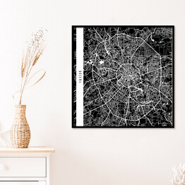 Plakat w ramie Mapa miast świata - Moskwa - czarna