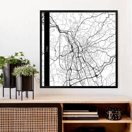 Obraz w ramie Mapy miast świata - Graz - biała